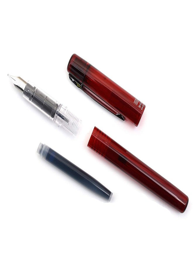 PLATINUM Prefounte Fountain Ink Pen with SS Medium Nib, Translucent Crimson Red Barrel, Cap, Blue-Black Ink Cartridge Included, Slip & Seal Cap Design, Ideal For Adults Daily Use Beginners - Image 5