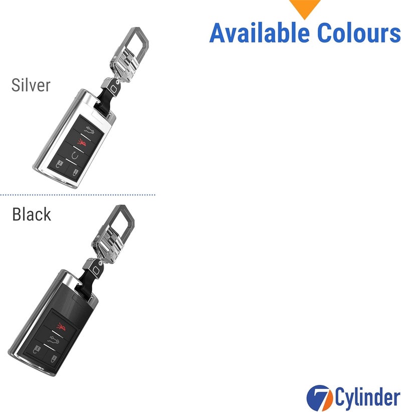 7Cylinder Zinc Alloy 5 Button Key Case for Cadillac - Compatible with XT4, XT5, XT6, CT4, CT5 (Silver) - Image 2