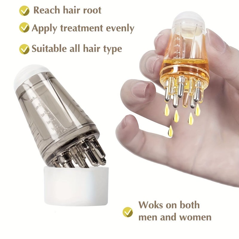 1pc Gray Scalp Oil Applicator Bottle With Comb Tip Leak Proof Refillable Design Smooth Quick Discharge 5 Ball Heads Effortless Refueling Application For All Hair Types And Oil Guided Massage - Image 4