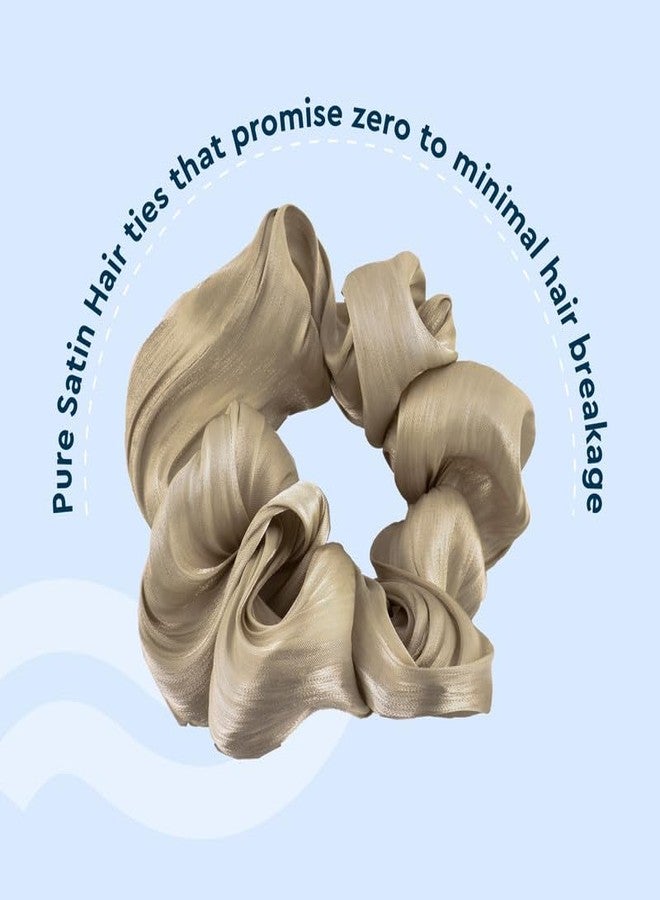 GUBB Satin Scrunchies Rose Gold & Brown For Women | Minimises Hair Loss & Breakage | Reduces Hair Damage & Split Ends | Frizz-Free & Crease-Free Hair | Prevents Dents, Snags & Ridges - Image 2