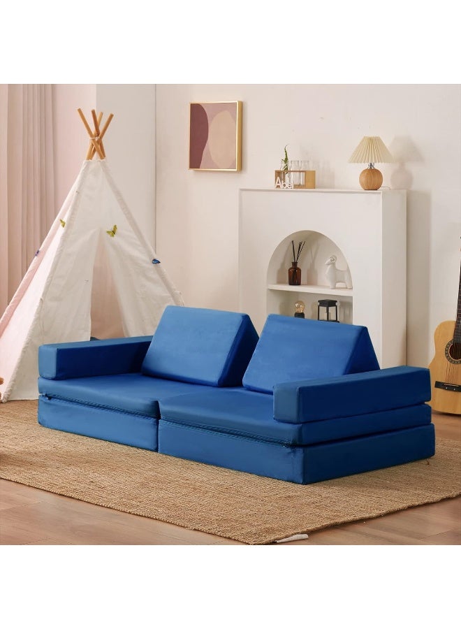 jela Kids Couch Extended Size 8PCS for Family, Floor Sofa Couch Modular Furniture for Kids Adults, Playhouse Play Set for Toddlers Babies, Modular Foam Play Couch Indoor - Image 1