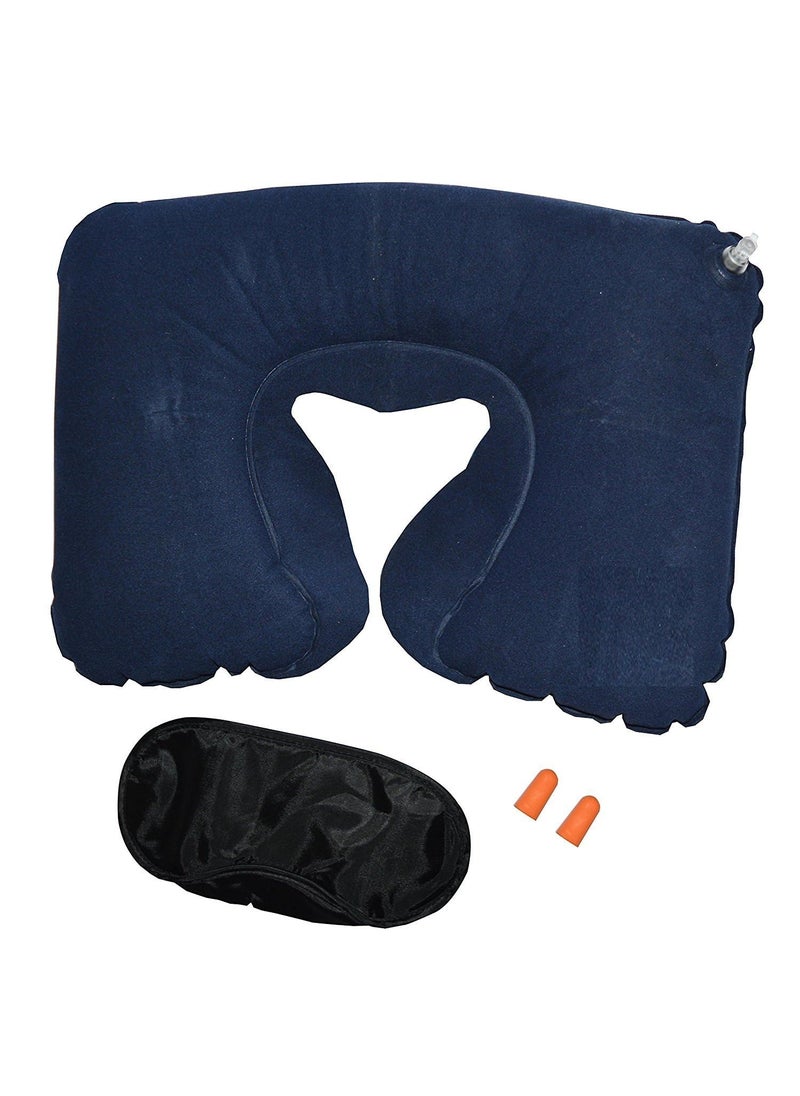 EZUK EZUK Brand Travel Kit Combo Inflatable Neck Air Pillow Eye Mask Ear Bud Multi Color Pack of 3 Items  - Image 1
