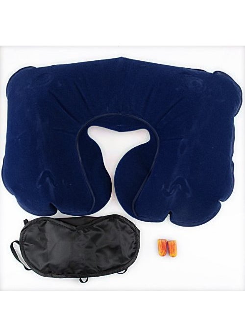 EZUK EZUK Brand Travel Kit Combo Inflatable Neck Air Pillow Eye Mask Ear Bud Multi Color Pack of 3 Items  - Image 4