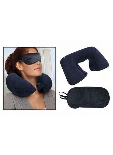 EZUK EZUK Brand Travel Kit Combo Inflatable Neck Air Pillow Eye Mask Ear Bud Multi Color Pack of 3 Items  - Image 2