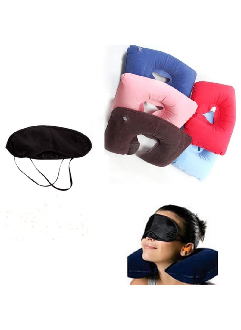 EZUK EZUK Brand Travel Kit Combo Inflatable Neck Air Pillow Eye Mask Ear Bud Multi Color Pack of 3 Items  - Image 3