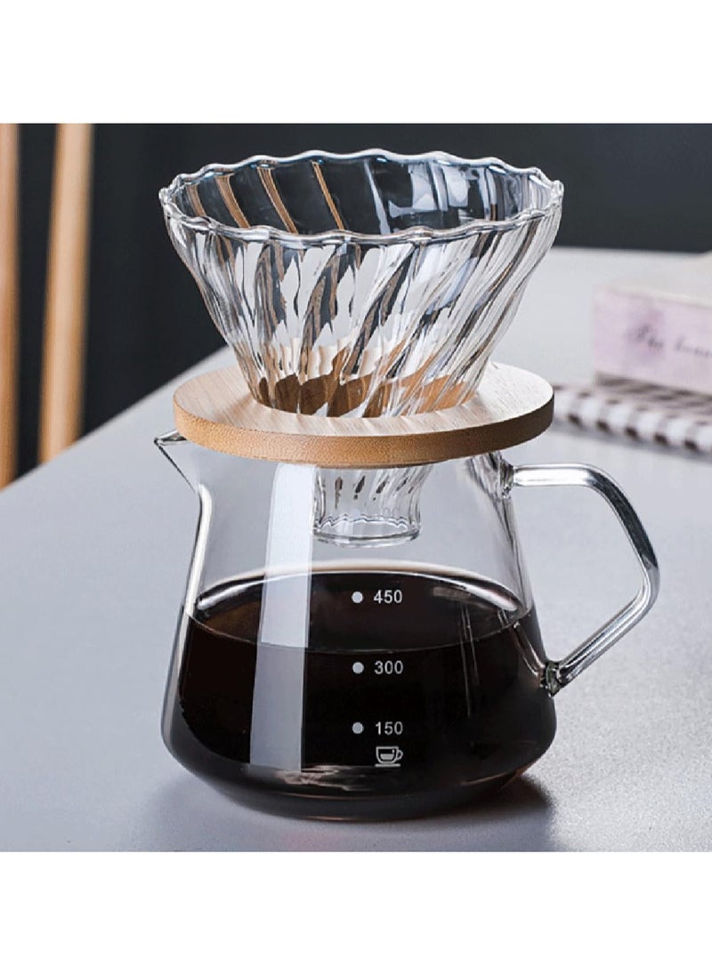 Generic Pour Over Coffee Maker - 20 OZ /600ML Glass Carafe Coffee Server with Glass Coffee Dripper/Filter, Drip Coffee Maker Set for Home or Office, 1-5 Cups  - Image 1
