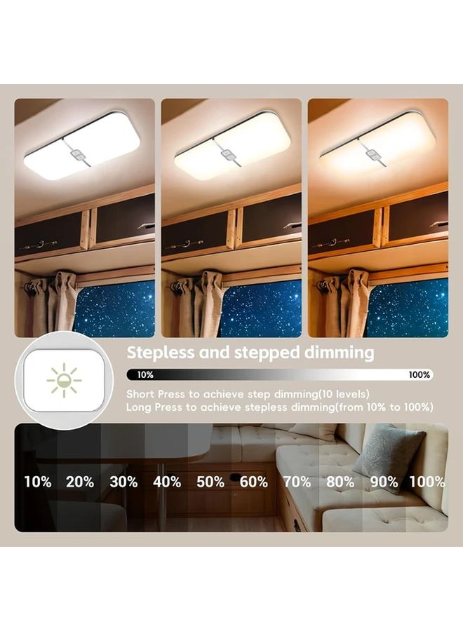 2 Pack 204 LED RV Roof Light Fixture 1800 Lumens Slim Ceiling Light 3 Color Adjustable - Image 3