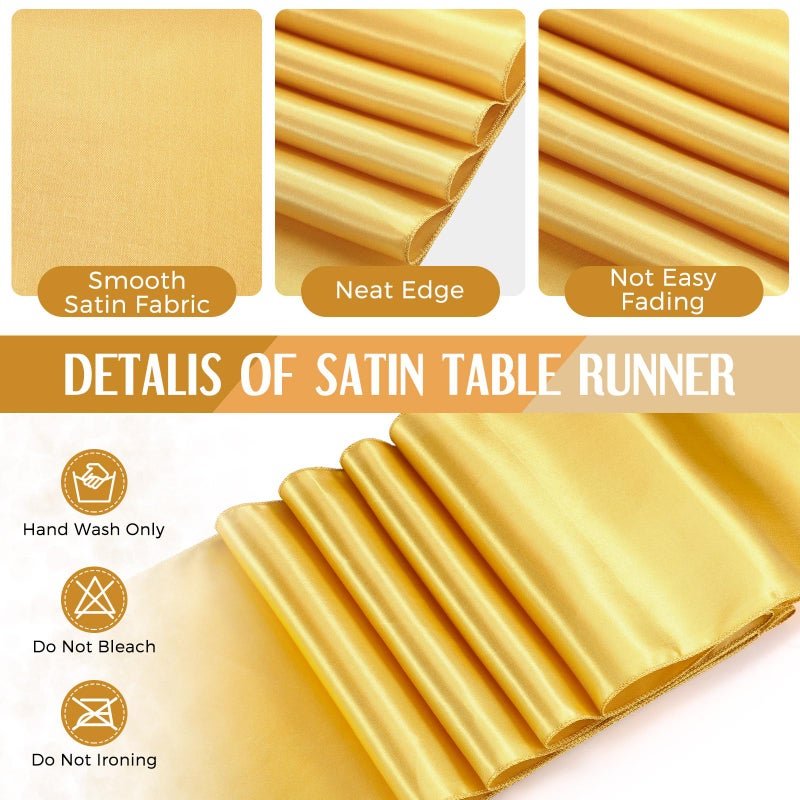 Tudomro 16 Pcs Red and Gold Round Plastic Tablecloth and Satin Table Runner Set 84 Inch Round Covers 12 x 108 Inch Table Runners for Christmas Wedding Birthday Party Baby Shower - Image 4