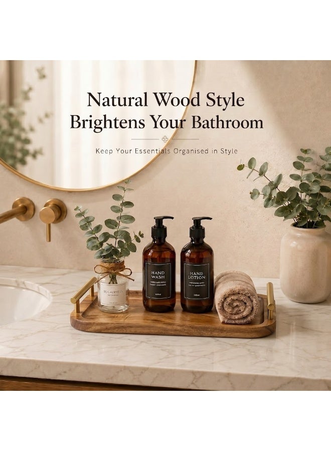 Bathroom Tray for Countertop Organizer,Vanity Tray with Gold Handle, Acacia Wood Tray for Bathroom Decor,Toilet Tank Tray, Multipurpose Organizer Rack for Lavatory, Bathroom, and Kitchen 11.8"x7.8" - Image 4