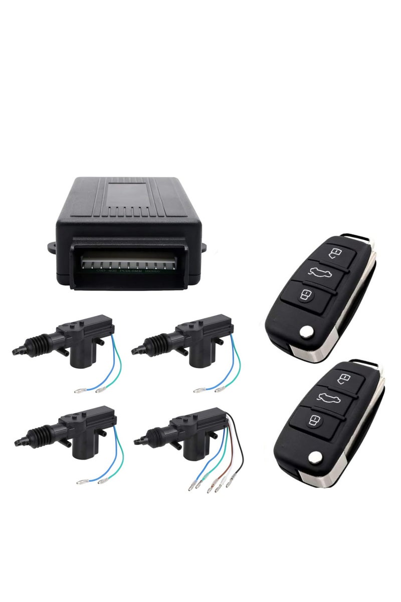 KGL BROSISS نظام القفل المركزي العالمي مع دخول بعيد المفتاح | 4 أدوات مشغل الأبواب 2 فليب المفاتيح عن بُعد ، مربع تحكم ، الأسلاك والتثبيت - Image 2