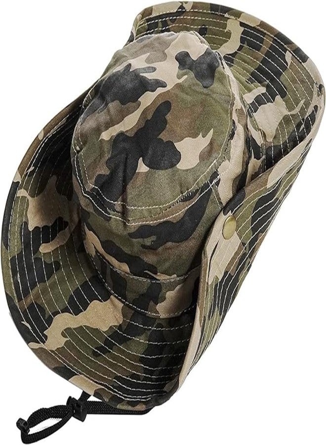 XuoAz Kids Boys Summer Sun Hat - Wide Brim Sun Protection Outdoor Bucket Hat Safari Beach Hat for Boys Girl Teens(for 5-9 Years) Camo - Image 3