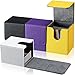 Yookeer 4 Pieces Leather Deck Card Boxes Cards Deck Game Box for Collectible Playing Card Box Compatible with MTG CommanderWhite Black Purple YellowVertical - Image 3
