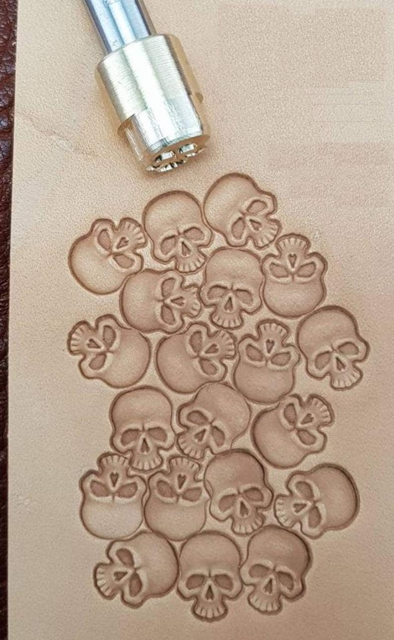 DandS ltd Leather Stamp Tool, Skull, Professional Steel Craft Tool for Leatherworking, Embossing, Carving & Stamping Leather Projects, Belts Wallets & DIY Projects Compatible with Mallet #102 - Image 1
