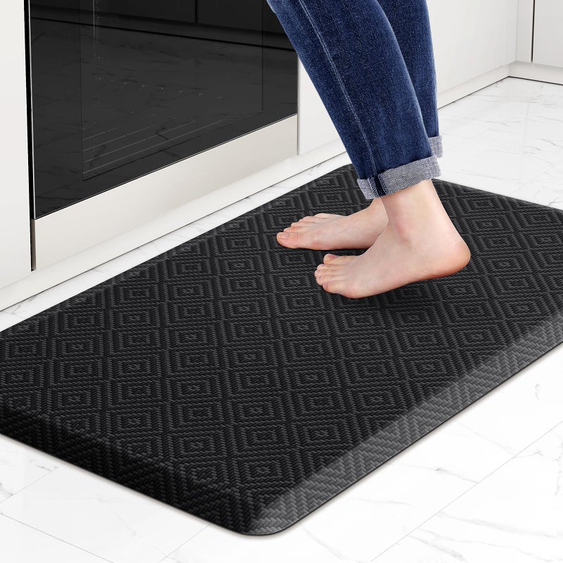 Mattitude Kitchen Mat Cushioned Anti-Fatigue Floor Mat Water Resistant Non-Slip Mats and Rugs Standing and Comfort Desk Mats for House Sink Office Laundry (Black, 17.3"x28") - Image 1