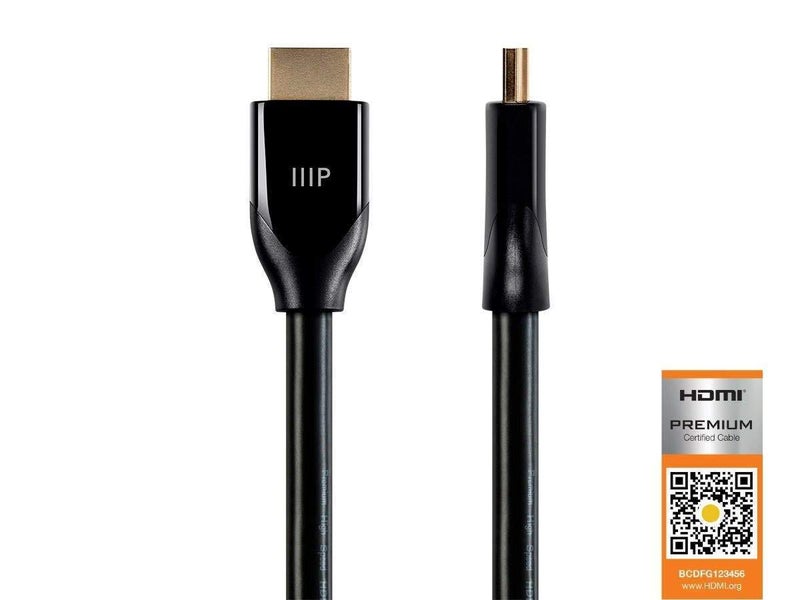 Monoprice 4K Certified Premium High Speed HDMI Cable - 4K60Hz, 18Gbps, HDR, 25ft, Black - Image 1