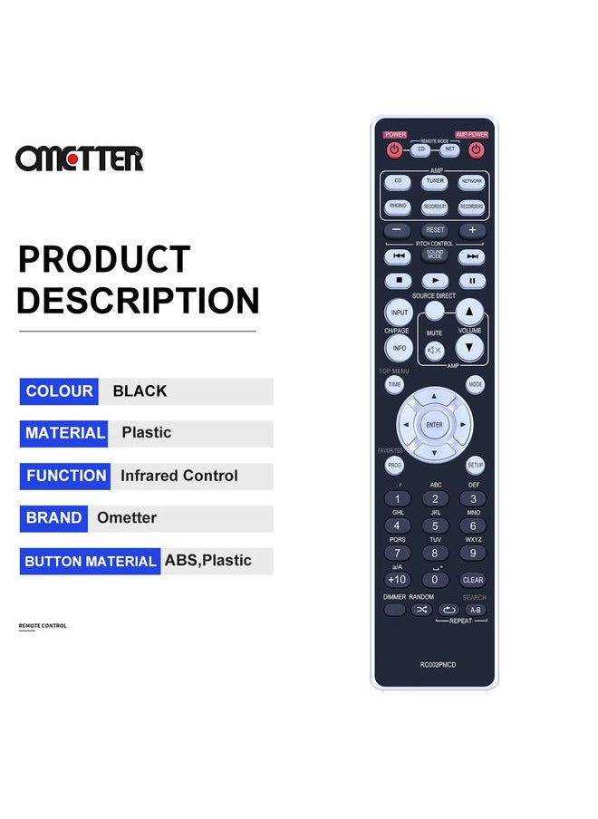 OMETTER - RC002PMCD for Marantz CD Player Remote Control PM5005 PM-5005 CD6006 CD-6006 CD6005 CD-6005 Controller - Image 1