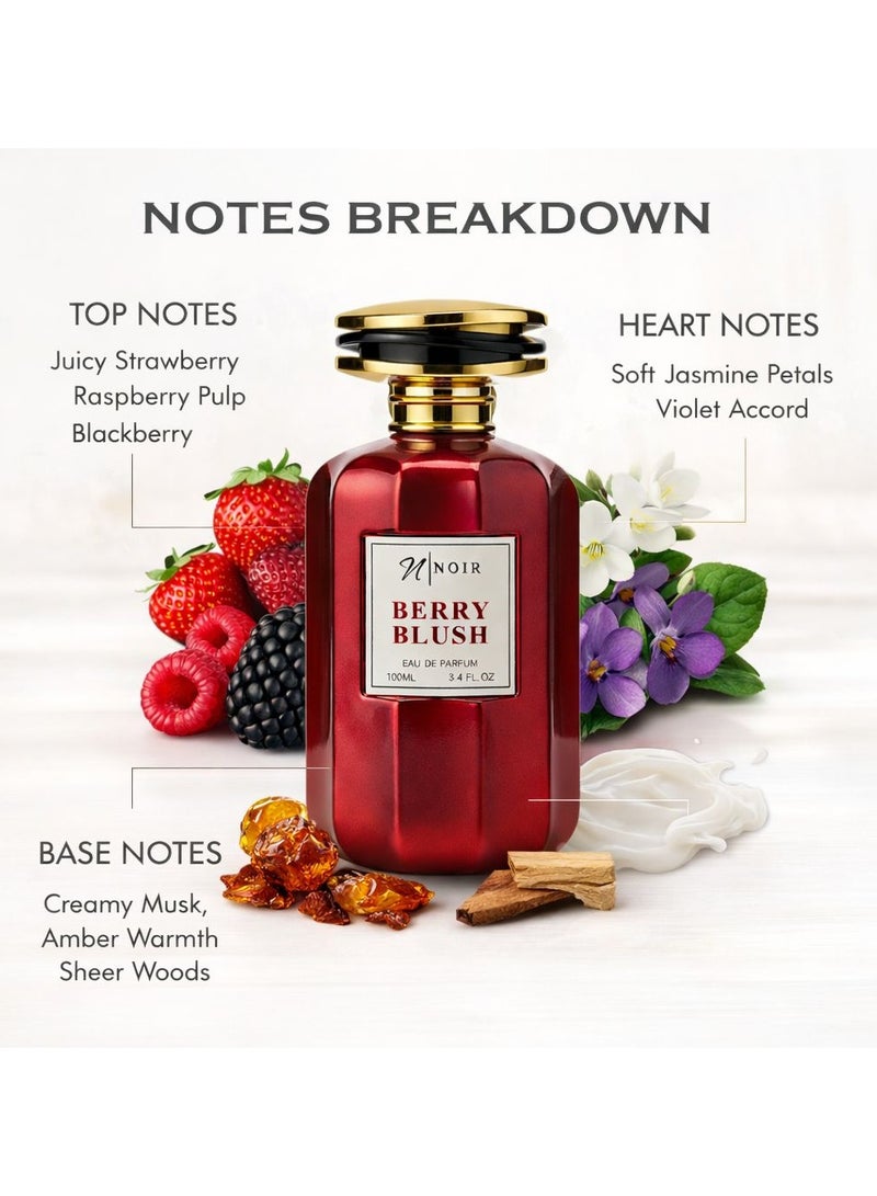 noir Berry Blush EDP  100ml, Long-Lasting Unisex Berry & Musk Fragrance - Image 4