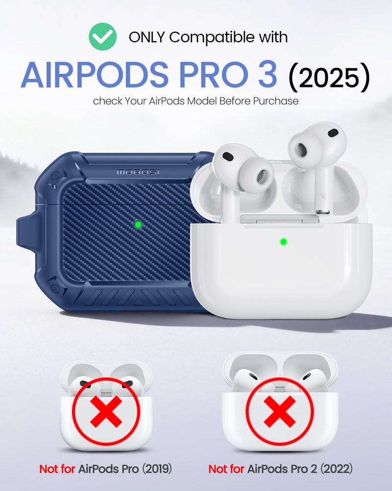 MOBOSI for AirPods Pro 3 Case, Compatible with AirPods Pro 3rd Generation Case Cover [Compatible with MagSafe] with Lock&Keychain&Cleaner Kit, Full Body Shockproof Protective Hard Shell (2025), Blue - Image 2
