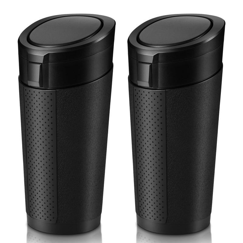 Car Trash Can Bin with Lid 2 Packs Mini Leakproof Garbage Can for Vehicle Cup Holder Trash Can Small Trash Bin for Cars Home Bedroom OfficeBlack