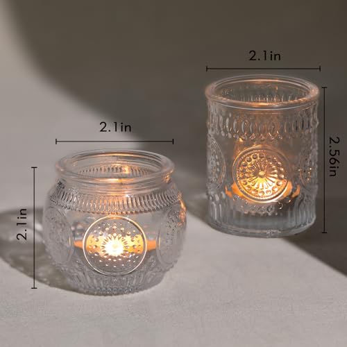 Devi 30 Pcs Assorted Clear Votive Candle Holders, Wedding Centerpieces Table Decorations, Glass Tea Lights Candle Holder for Party Decorations, Vintage Boho Candle Holders Bulk for Wedding Receptions - Image 2