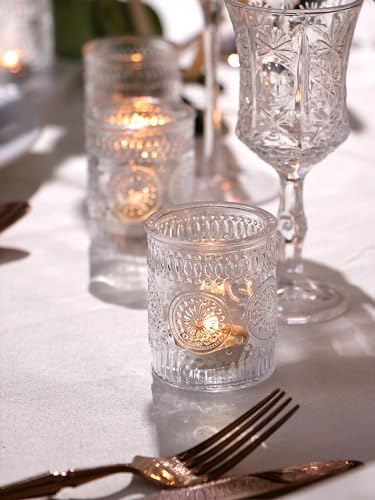 Devi 30 Pcs Assorted Clear Votive Candle Holders, Wedding Centerpieces Table Decorations, Glass Tea Lights Candle Holder for Party Decorations, Vintage Boho Candle Holders Bulk for Wedding Receptions - Image 5
