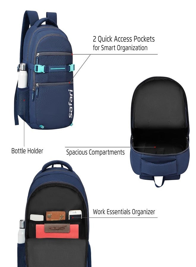 Safari Surge 30L Laptop Backpack Bag for Men & Women, School Bag for Boys & Girls, Ideal for Office/School/College, 2 Compartment Backpack with Rain Cover, Bottle Holder, & Organizer, Color Blue - Image 3