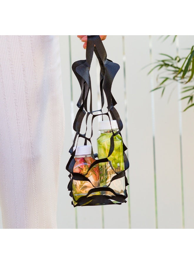 Restaurantware Bag Tek 9.8 Inch Net Bags, 100 Expandable Net Shopping Bags - Built-In Handles, Disposable, Black Non-Woven Net Market Bags, Honeycomb Design, For Take Out Or Delivery - Image 3