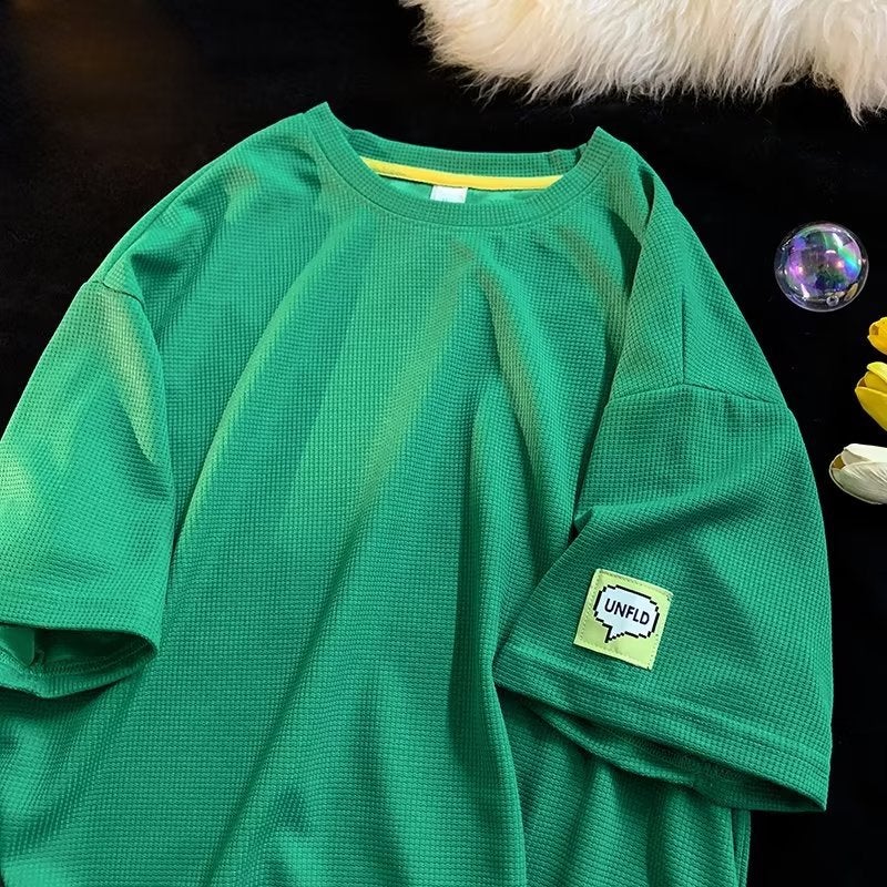 Round Neck T-Shirt Standard All-Match City Style Men'S Fashion Trendy Brand Trendy Spring Short-Sleeved Youth Popular Ins - Image 1