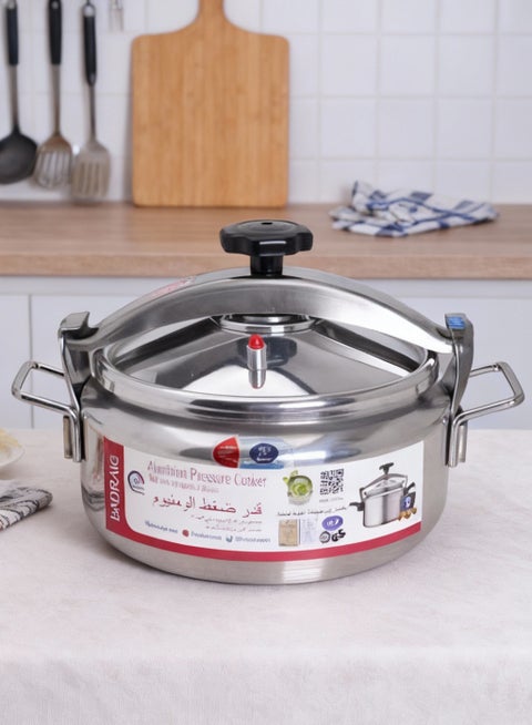 Aluminum  Pressure Cooker Wide Design Pressure Pot Arabic Cooker Silver Available Sizes 5.7L 7.5L 10L 12L 15L 17L