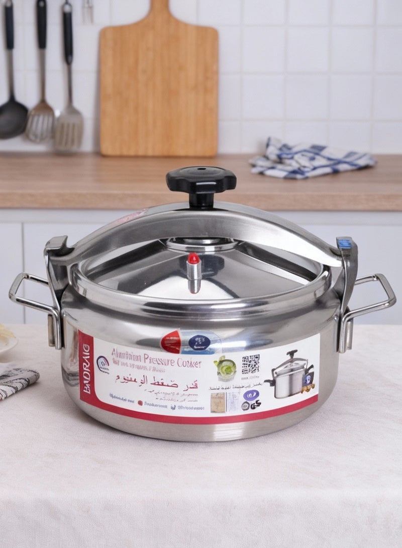Badraig Aluminum  Pressure Cooker Wide Design Pressure Pot Arabic Cooker Silver Available Sizes 5.7L 7.5L 10L 12L 15L 17L - Image 1
