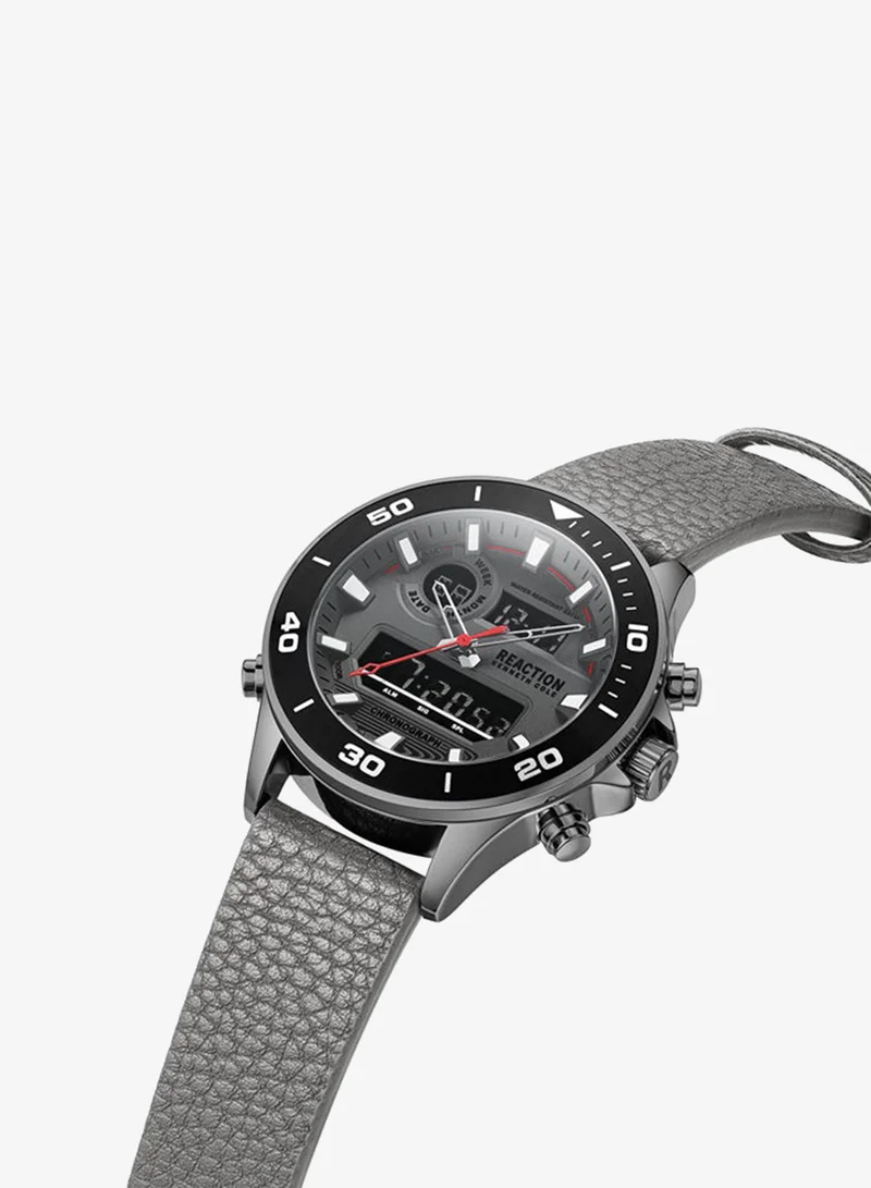 Kenneth Cole Reaction  Kenneth Cole Reaction Analogue - Digital Gents Watch With Grey Synthetic Leather Strap 46mm - KRWGD9006603 for Men | Best Price UAE