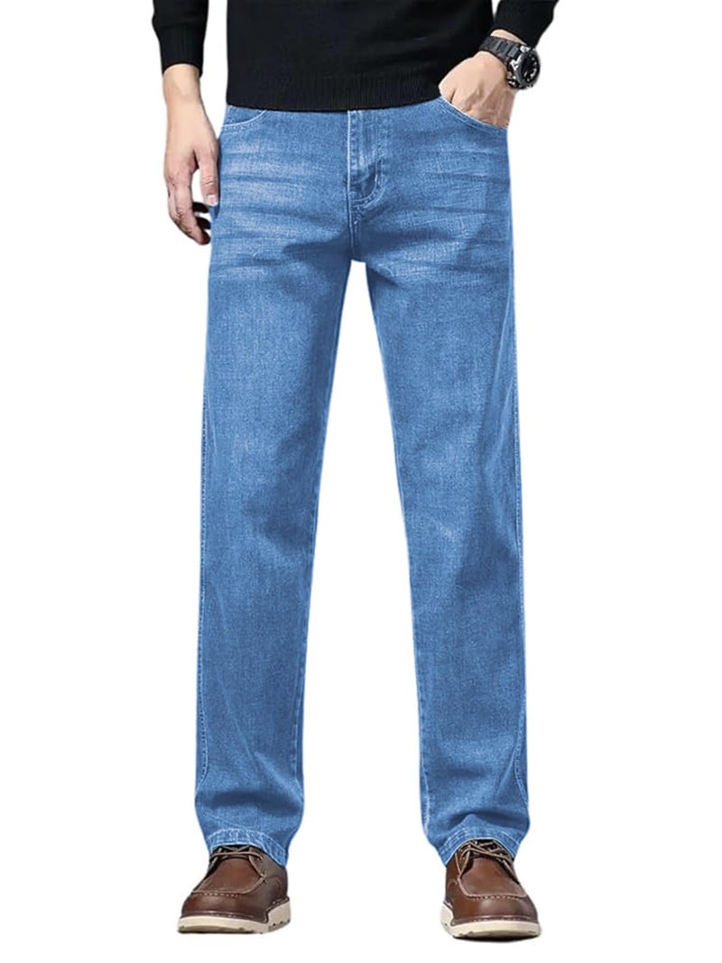 Ben Martin Men's Smart Fit Stretchable Jeans || Light Blue Mid-Rise Denim Pants with Whisker Wash || Premium Casual Wear Jean for Men || 5 Pocket Jean's for Men's – Size 32 (2) - Image 1