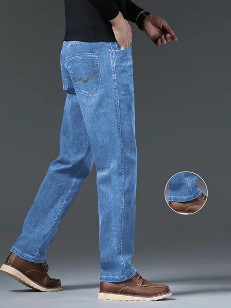Ben Martin Men's Smart Fit Stretchable Jeans || Light Blue Mid-Rise Denim Pants with Whisker Wash || Premium Casual Wear Jean for Men || 5 Pocket Jean's for Men's – Size 32 (2) - Image 5