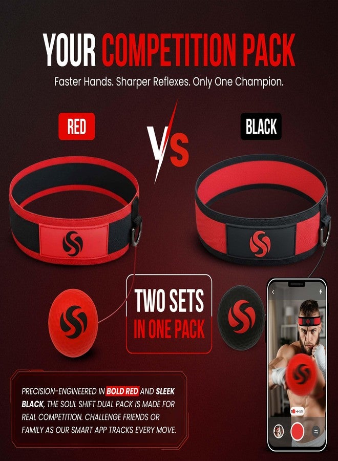 Soul Shift - Boxing Reflex Ball – Dual Competition Set | 2 Adjustable Headbands + 2 Training Balls + App Included | Speed, Agility & Hand-Eye Coordination for Adults & Kids | MMA Training Equipment - Image 3