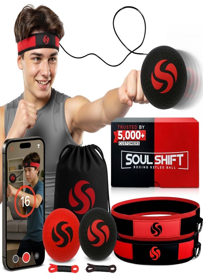 Soul Shift - Boxing Reflex Ball – Dual Competition Set | 2 Adjustable Headbands + 2 Training Balls + App Included | Speed, Agility & Hand-Eye Coordination for Adults & Kids | MMA Training Equipment - Image 1