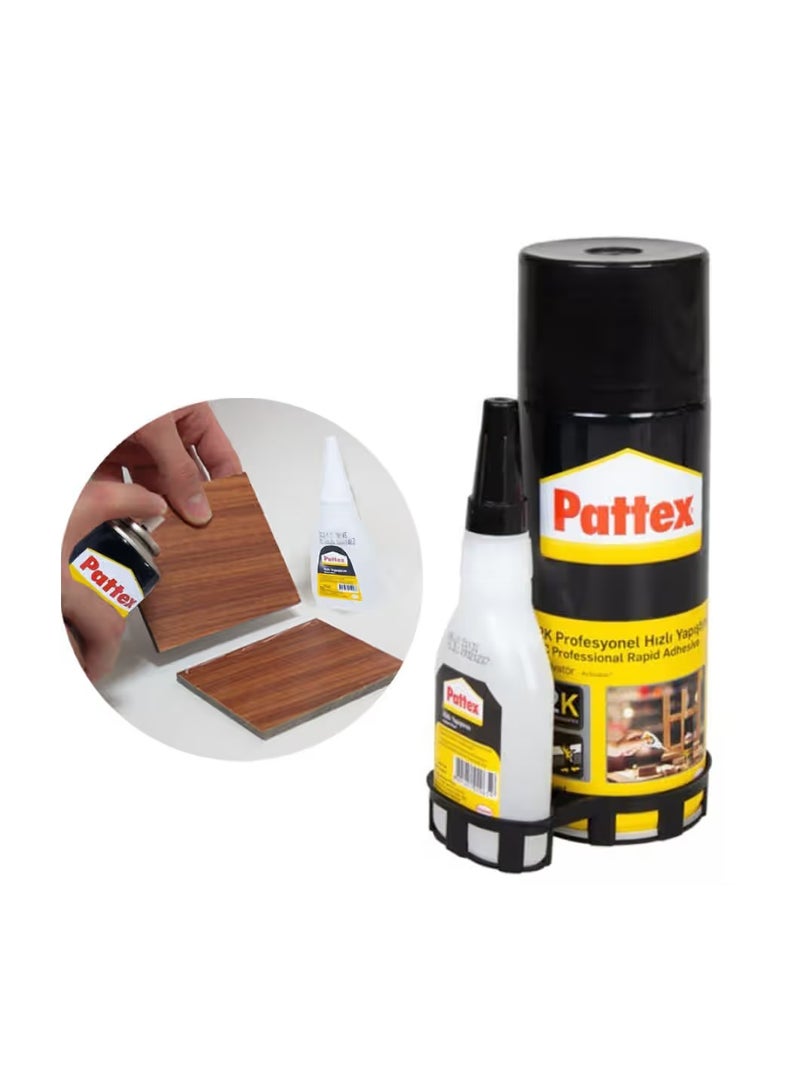 Pattex 2C Rapid Adhesive Kit 200ml + 50ml – Fast Bonding Professional Glue with Activator Spray for Wood, MDF, Plastic, Rubber & DIY Repairs - Image 2