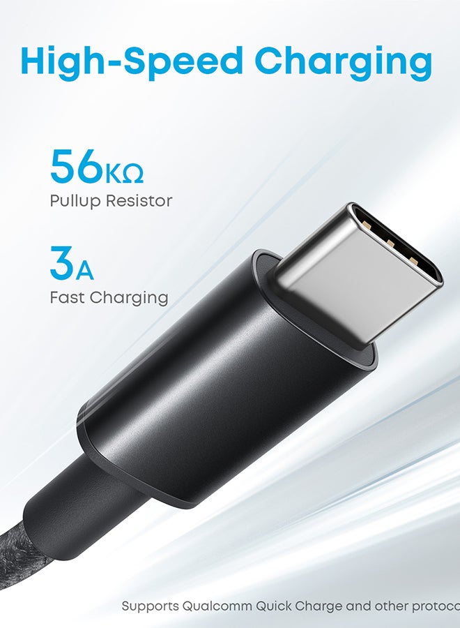 كابل [عبوة من قطعتين بطول 6 أقدام]، كابل USB إلى USB C، سلك شاحن USB A إلى Type C لهاتف Samsung Galaxy S10 / S10+ / Note 9، LG V30 والمزيد (USB 2.0، أسود) - Image 3
