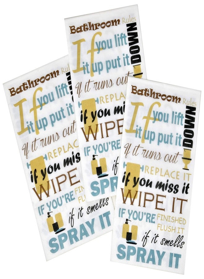 Gift Boutique 100 Bathroom Etiquette Guest Napkins 3 Ply Toilet Rules Disposable Paper Towel Pack Hand Napkin for Hostess Gifts Shower Powder Room Gym Spa Wedding Party Supplies Decorative Towels - Image 3