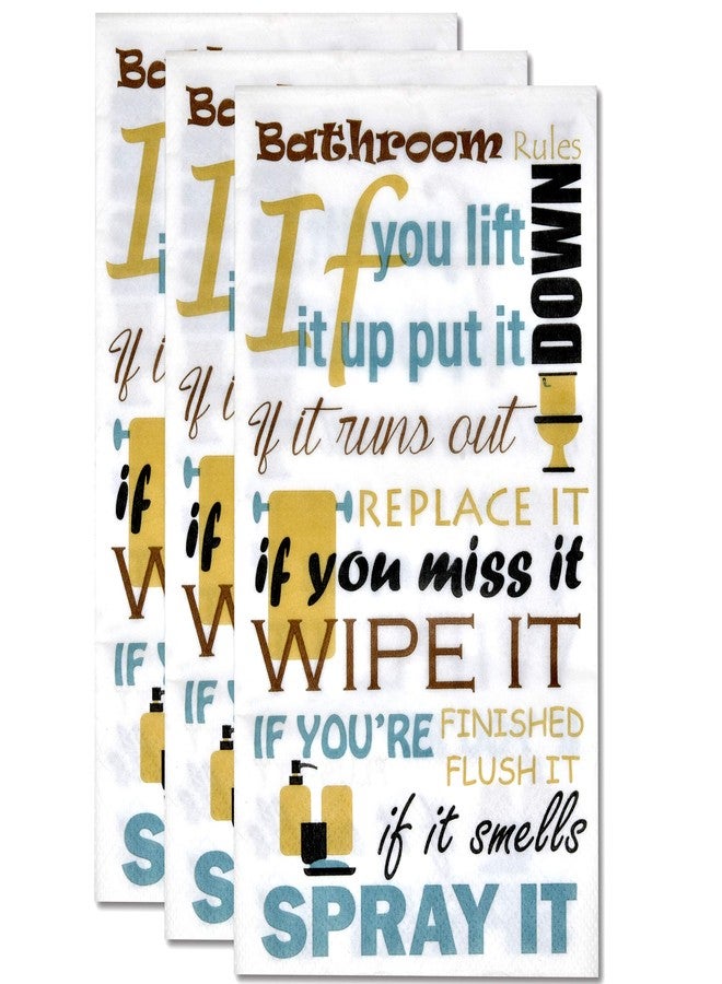 Gift Boutique 100 Bathroom Etiquette Guest Napkins 3 Ply Toilet Rules Disposable Paper Towel Pack Hand Napkin for Hostess Gifts Shower Powder Room Gym Spa Wedding Party Supplies Decorative Towels - Image 4