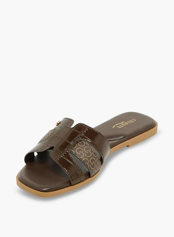 Celeste BROWN Women Monogram Print Sandals for Women | Best Price UAE