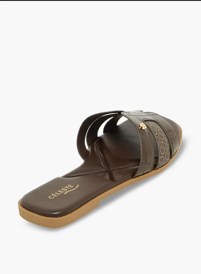 Celeste BROWN Women Monogram Print Sandals for Women | Best Price UAE