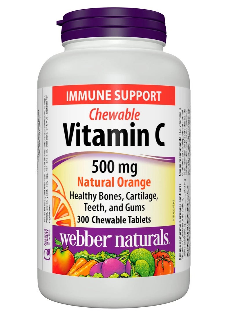 Webber Naturals Vitamin C Chewable Natural Orange 500 mg 300 Chewable Tablets