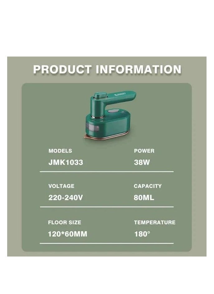 JAMAKY - Mini Portable Electric Clothes Steamer JMK1003 with Italian technology for Home, Travel and Work, Mini Foldable Garment Steamer - green - Image 1