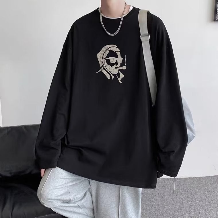 2022 New Long-Sleeved T-Shirt Men'S Korean Style Trendy All-Match Bottoming Shirt Ins Trendy Brand Round Top Youth - Image 2