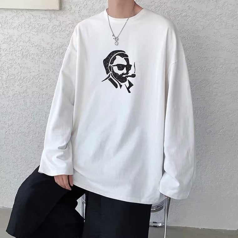 2022 New Long-Sleeved T-Shirt Men'S Korean Style Trendy All-Match Bottoming Shirt Ins Trendy Brand Round Top Youth - Image 4