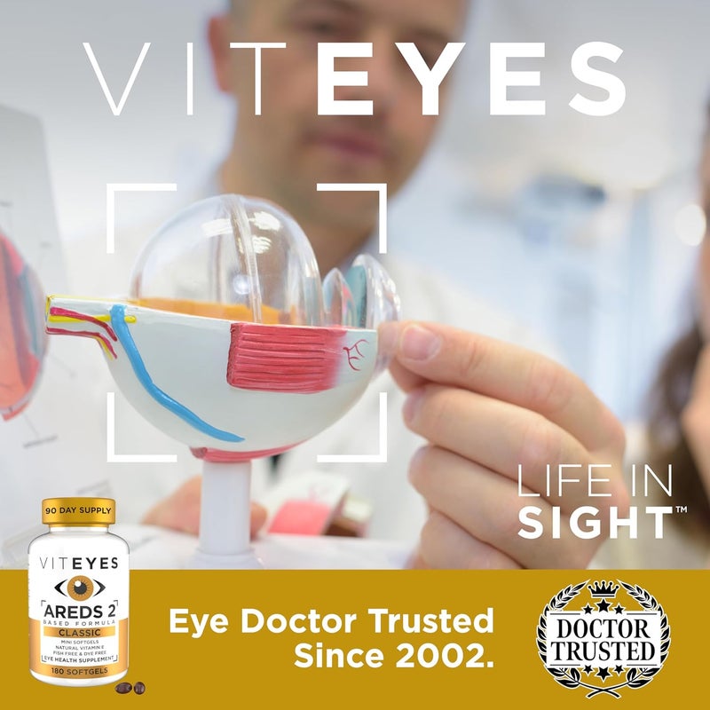 Viteyes AREDS 2 Classic Macular Health Formula Softgels Eye Health Vitamin to Support Macular Health Lower Zinc Eye Vitamins Macular Vitamins BetaCarotene Free 180 Softgels - Image 4