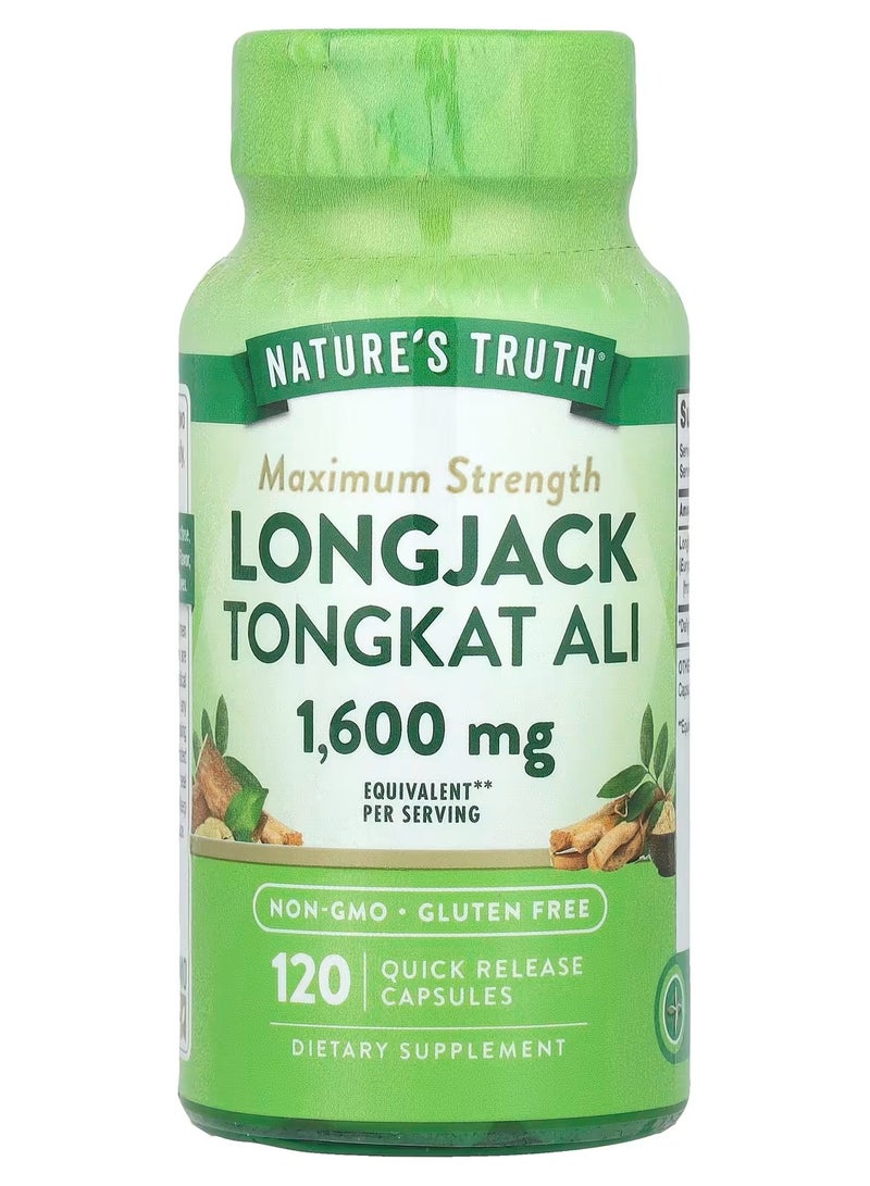 Nature's Truth Longjack Tongkat Ali, Maximum Strength, 1,600 mg, 120 Quick Release Capsules - Image 1
