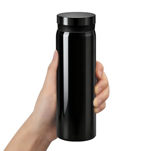 FjiProu Mini Water Bottle - 10oz Portable Insulated Stainless Steel Water Bottle,Small Black Water Bottle, Anti-slip Bottom, BPA-Free Double Wall Vacuum Keep Hot & Cold for Drinks Coffee Juice (Black) - Image 1