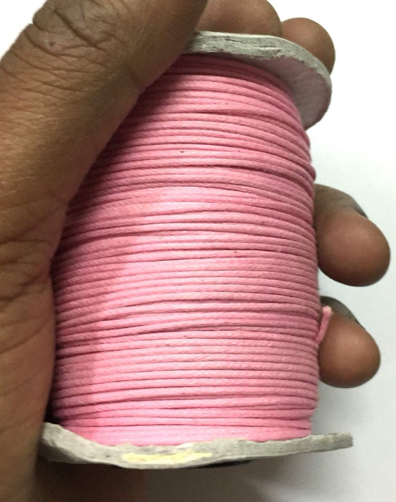 OMX Mtr Pink 1mm Waxed Cotton Cord Thick Braided Bracelet Jewelry Making Beading Thread String (Pink) - Image 2