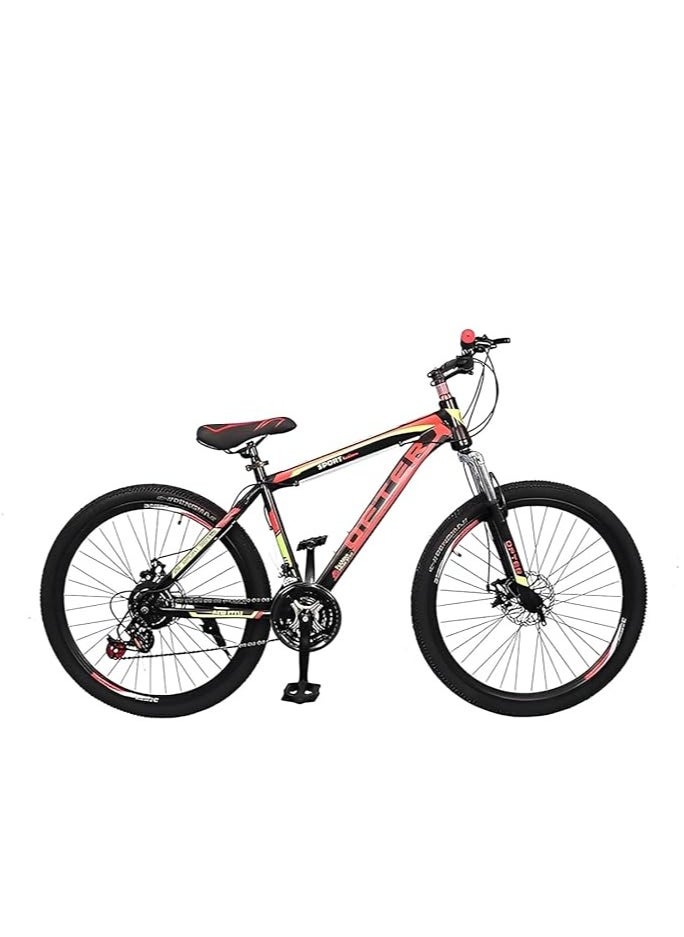 Shard BIKE Mountain Bike 26 inch| 21 Speed |Sturdy Carbon Steel Frame Bike| Fronk Fork Suspension System | For Men and Women| (black/red, 26)  - Image 1